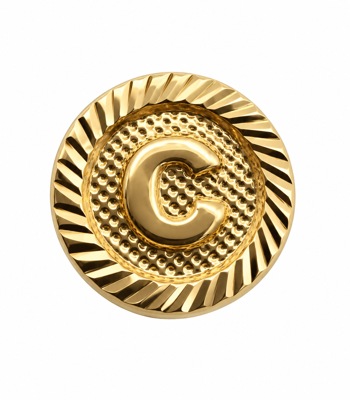 Herraje Letra C Diamantada Oro amarillo 18k 0,53 Gr / 1 Cm