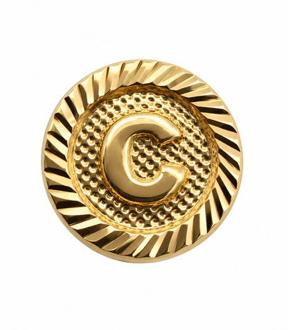 Herraje Letra C Diamantada Oro amarillo 18k 0,53 Gr / 1 Cm