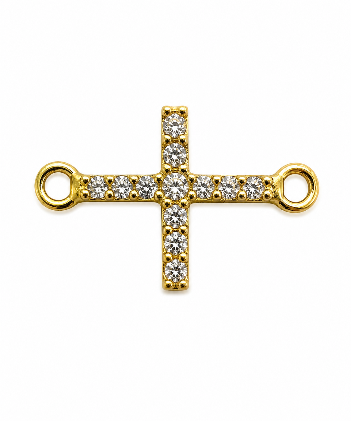Herraje Cruz Circon Blanco Oro amarillo 18k +2 / 0,60 Gr / 1,2 cm