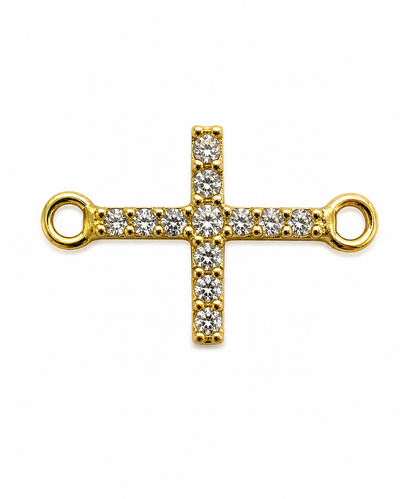 Herraje Cruz Circon Blanco Oro amarillo 18k +2 / 0,60 Gr / 1,2 cm