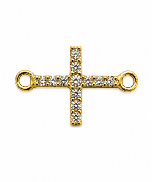 Herraje Cruz Circon Blanco Oro amarillo 18k +2 / 0,60 Gr / 1,2 cm