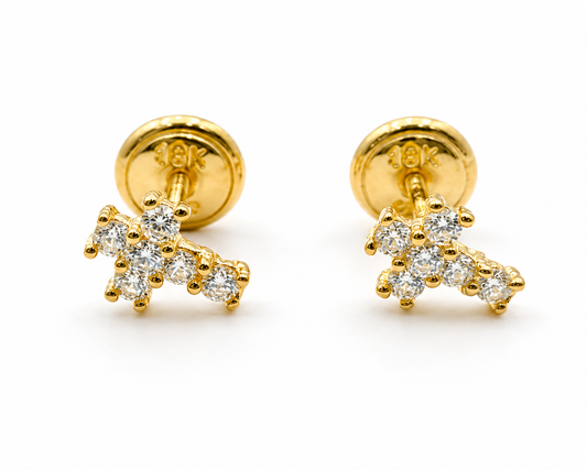 Topos Cruz Circon Blanco Oro amarillo 18k +2 / 0,79Gr / 4,80 mm