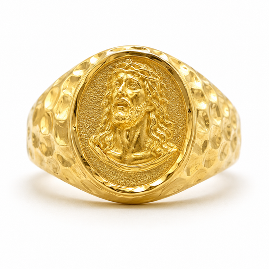 Anillo Rostro Jesus  Oro amarillo 18k / Talla 10 / 2,85 Gr / 14 mm