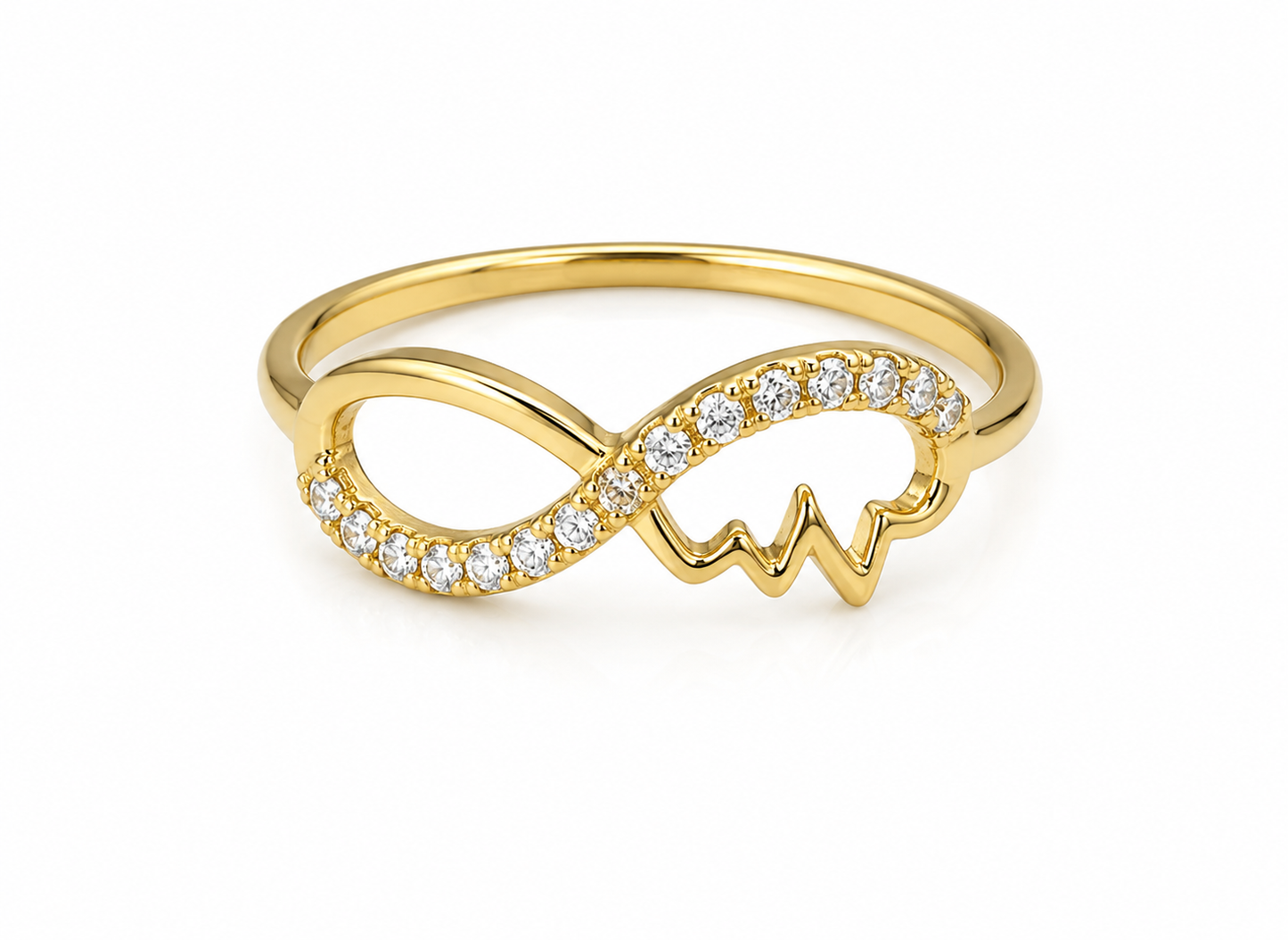 Anillo Infinito Circon Blanco Oro amarillo 18k / Talla 5 / 1,35 Gr / 7,35 mm