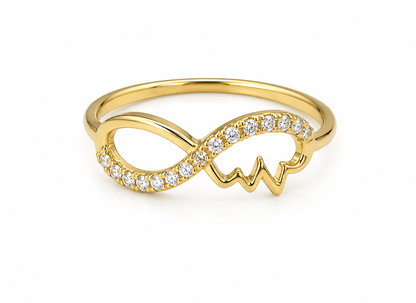 Anillo Infinito Circon Blanco Oro amarillo 18k / Talla 5 / 1,35 Gr / 7,35 mm