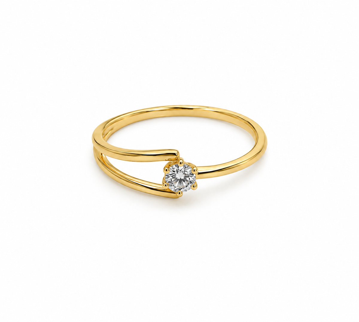 Anillo Compromiso Circon Blanco Oro amarillo 18k / Talla 6 / 1,06 Gr / 4 mm