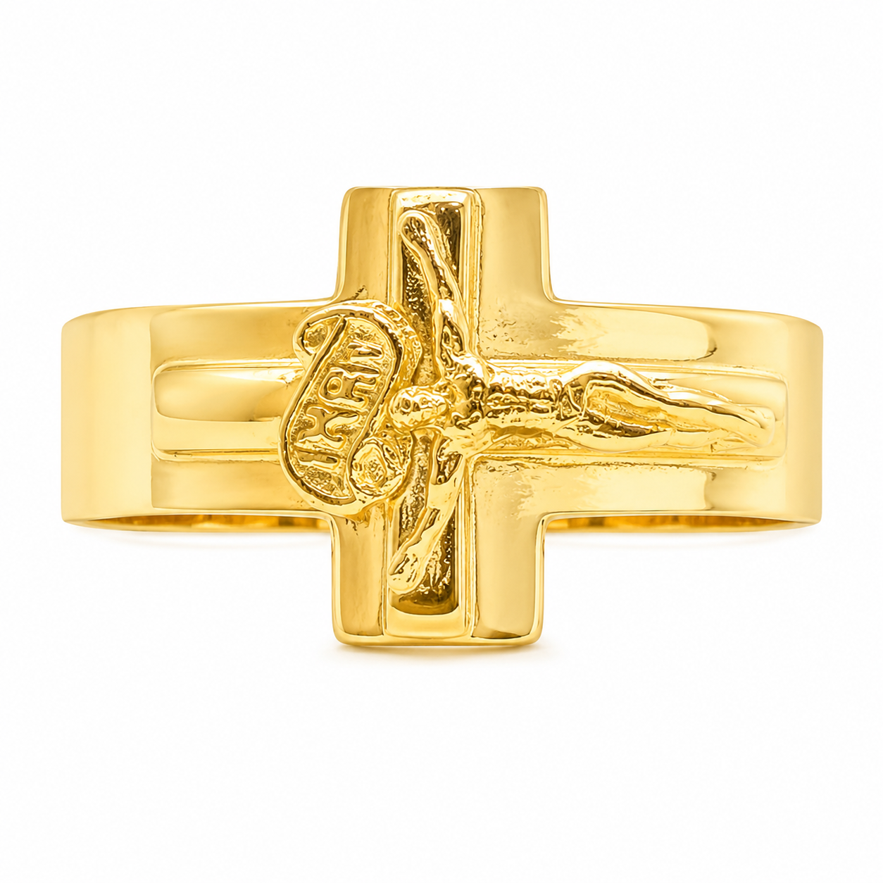 Anillo Cruz Cristo Oro amarillo 18k / Talla 9 3/4 / 1,98 Gr / 11 mm
