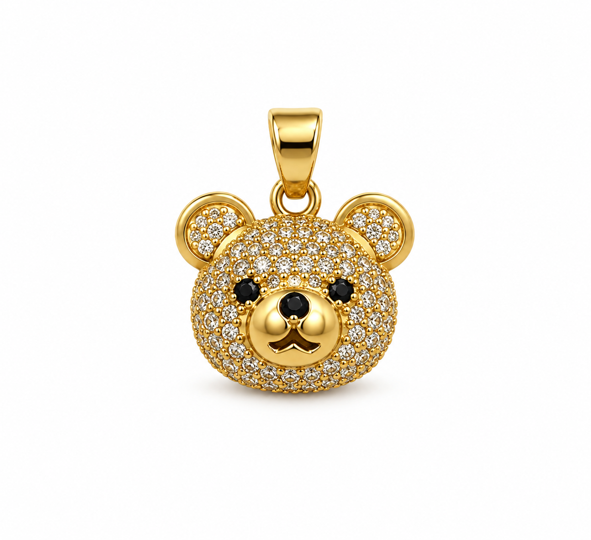 Dije Oso Circon Blanco Oro amarillo 18k +2 / 2,31 Gr / 16,30 mm / 1,6 Cm