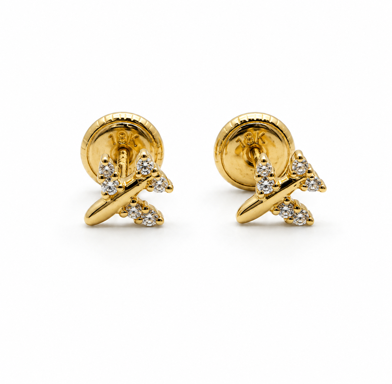 Topos Avion Circon Blanco Oro amarillo 18k +2 / 0,65Gr / 6 mm