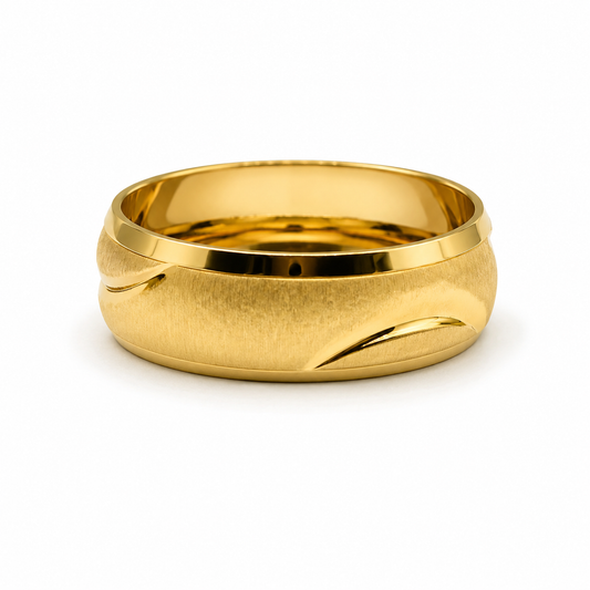 Anillo Matizado Oro amarillo 18k / Talla 9 1/4 / 2,40 Gr / 6,1 mm