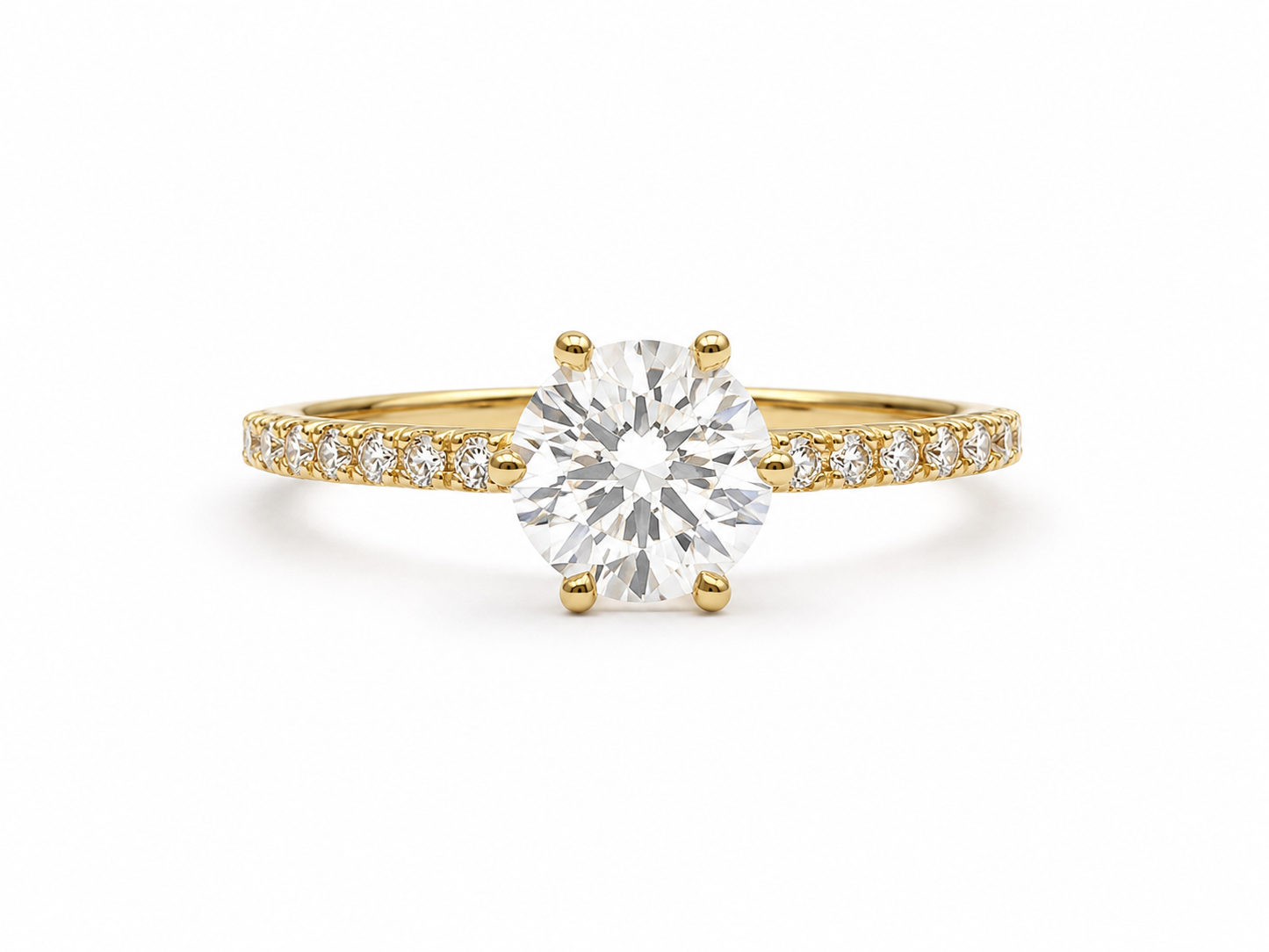 Anillo Solitario Circon Blanco Oro amarillo 18k / Talla 6 1/2 / 1,46 Gr / 6,10 mm