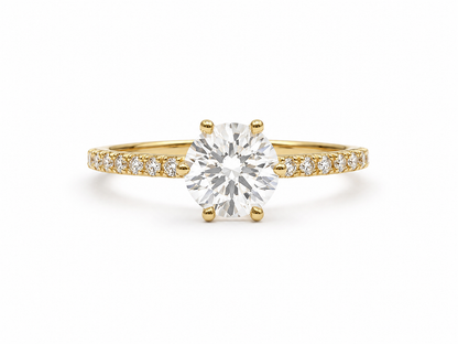Anillo Solitario Circon Blanco Oro amarillo 18k / Talla 6 1/2 / 1,46 Gr / 6,10 mm