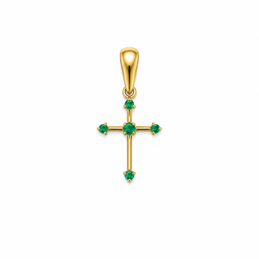 Dije cruz esmeralda oro amarillo 18k / 0.54gr (joya)