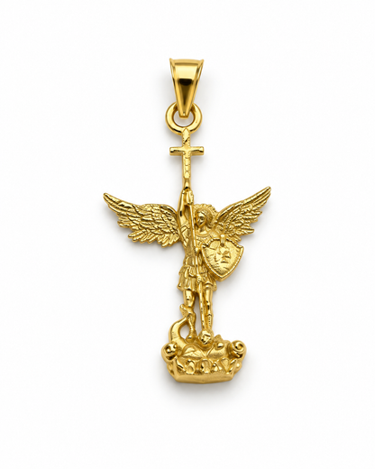 Dije Arcangel San Miguel  Oro amarillo y Oro blanco 18k +2 / 1,57 Gr / 16,40 mm / 2,9 Cm