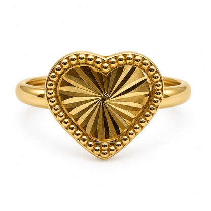 Anillo Corazon Diamantado Oro amarillo 18k / Talla 7 / 1,70 Gr / 10 mm