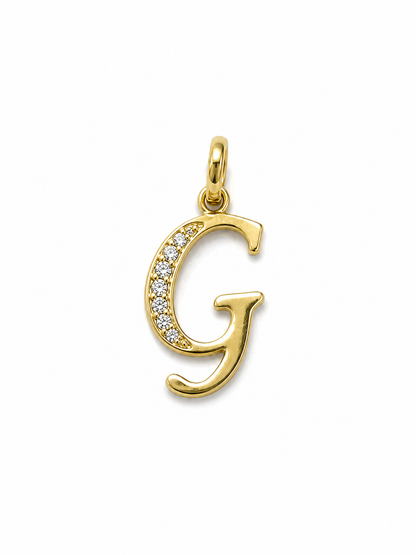 Dije Letra G Circon Blanco Oro amarillo 18k 0,90 Gr / 10 mm / 1,8 Cm