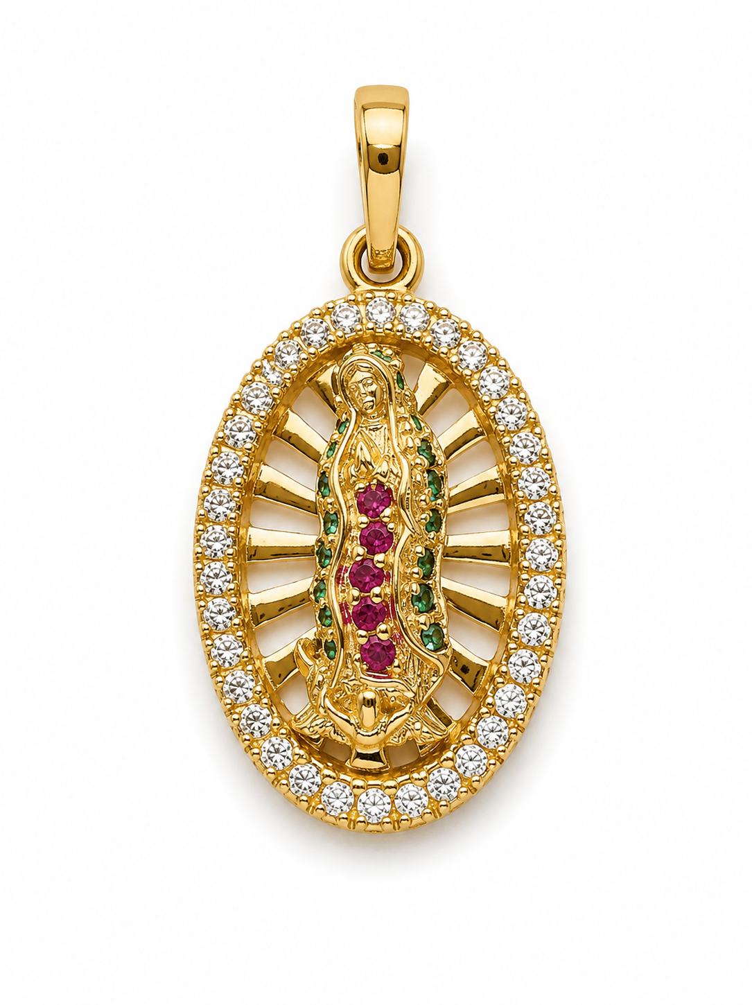 Dije Virgen Guadalupe Circones  Oro amarillo 18k 2,40 Gr / 12 mm / 2 Cm