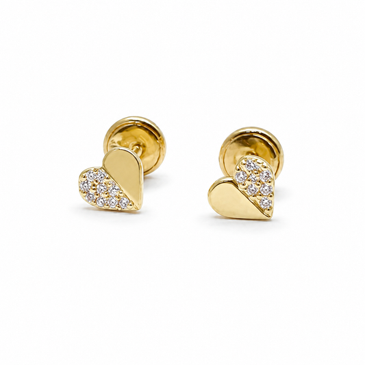 Topos Corazon Circon Blanco Oro amarillo 18k 0,80 Gr / 6 mm