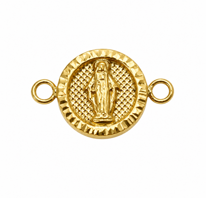 Herraje Virgen Milagrosa Diamantada Oro amarillo 18k 0,69 Gr / 11,6 Cm