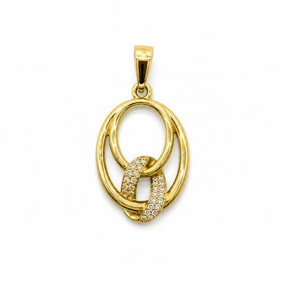 Dije Doble Circulo Circon Blanco  Oro amarillo 18k 2,26 Gr / 15,5 mm / 2,3 Cm