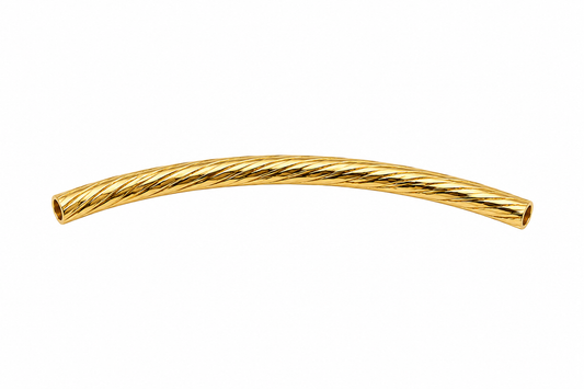 Herraje Tubo Rayado Oro amarillo 18k 0,27 Gr / 3,40 Cm