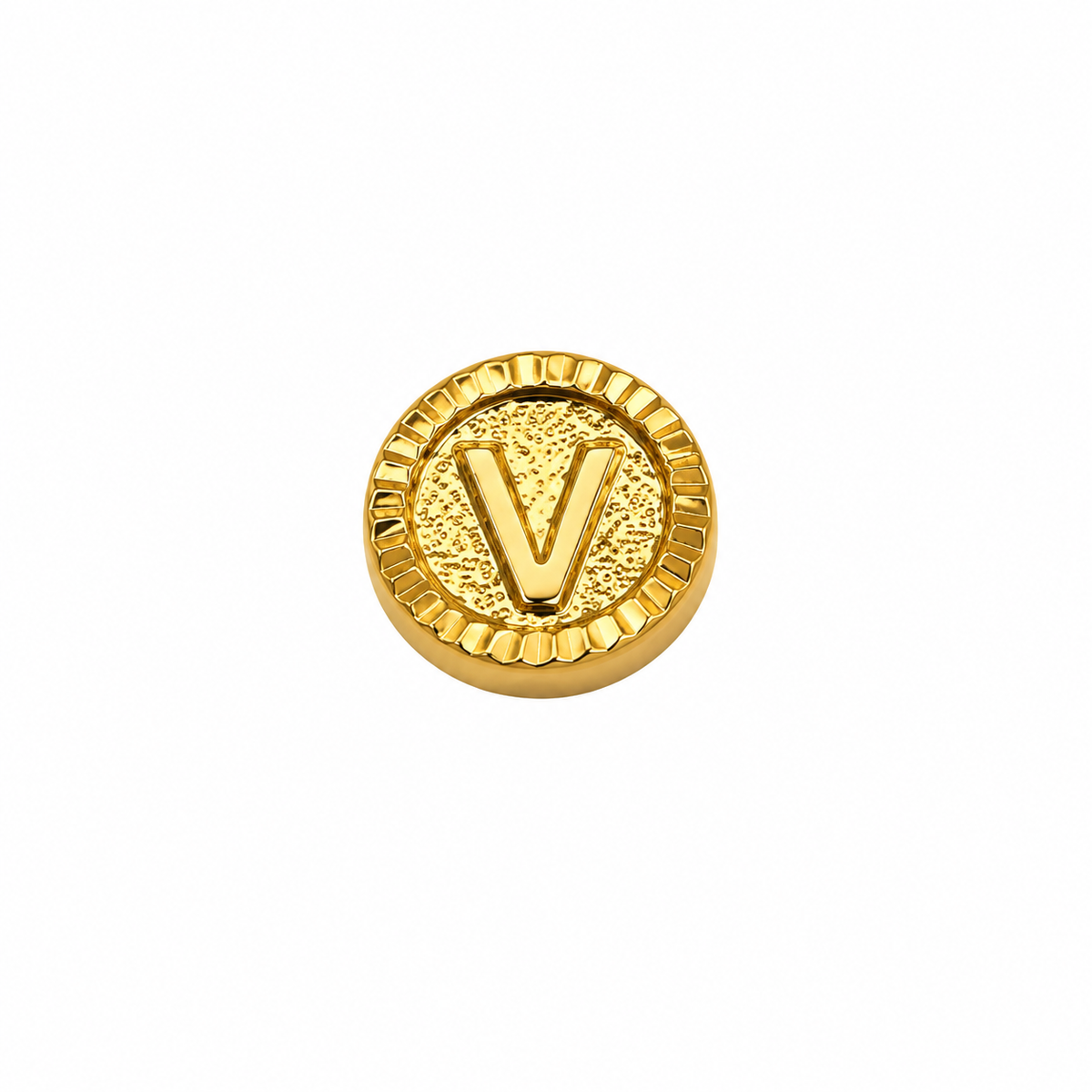 Herraje Letra V diamantada Oro amarillo 18k 0,45 Gr / 1 Cm