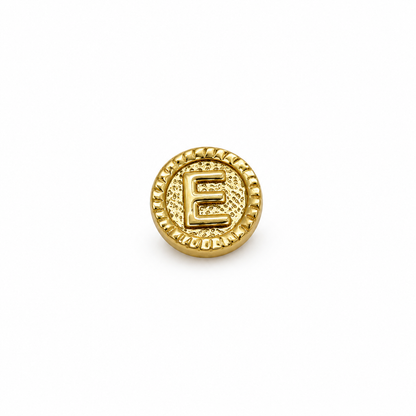 Herraje Letra E diamantada Oro amarillo 18k 0,46 Gr / 1 Cm