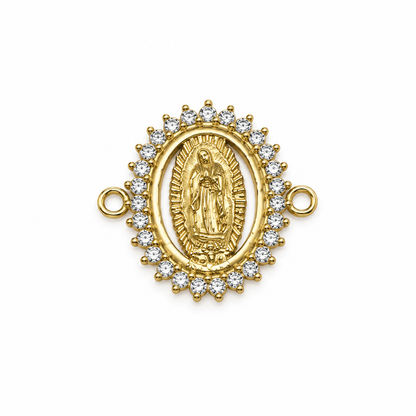 Herraje Virgen Guadalupe Circon Blanco Oro amarillo 18k +2 / 2,65 Gr / 2 cm