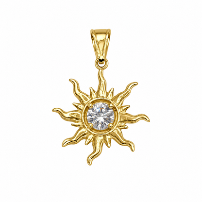 Dije Sol Circon Blanco Oro amarillo 18k +2 / 1,45 Gr / 15,90 mm / 2,2 Cm