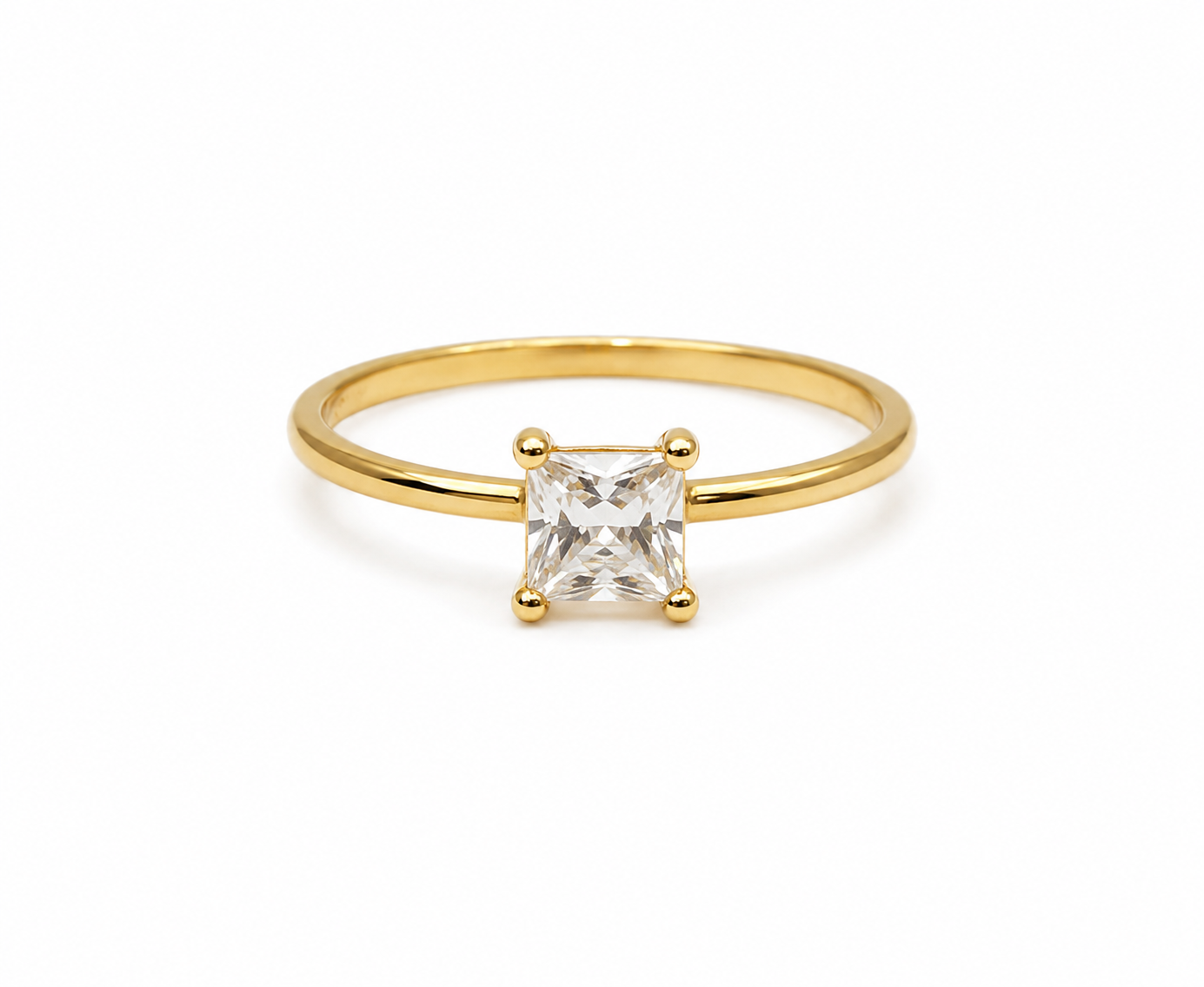 Anillo Compromiso Circon Blanco Oro amarillo 18k / Talla 4 3/4 / 1,06 Gr / 5,30 mm