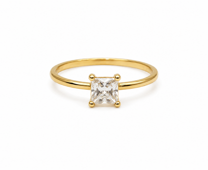 Anillo Compromiso Circon Blanco Oro amarillo 18k / Talla 4 3/4 / 1,06 Gr / 5,30 mm