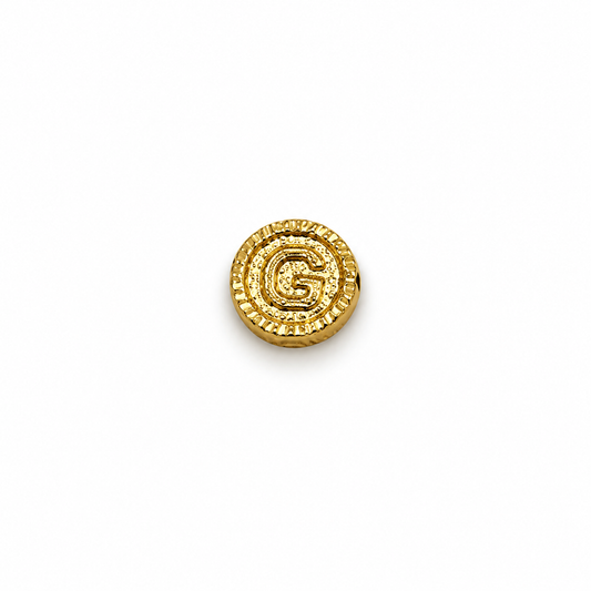 Herraje Letra G diamantada Oro amarillo 18k 0,45 Gr / 1 Cm
