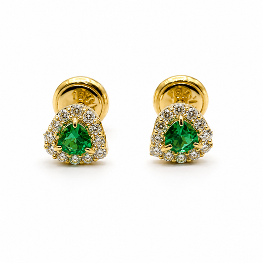 Topos Corazon Circon Blanco y Verde Oro amarillo 18k +2 / 0,93Gr / 5,80 mm