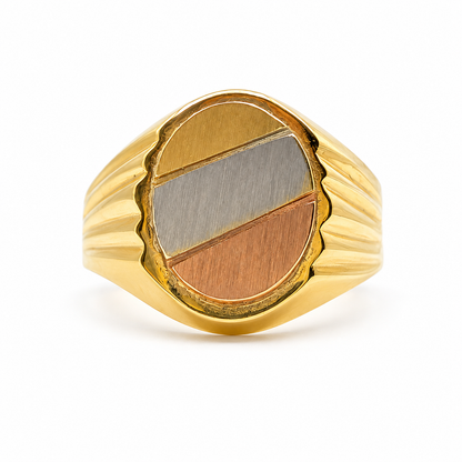 Anillo Circulo Tres oros 18k / Talla 9 / 4,51 Gr / 15 mm