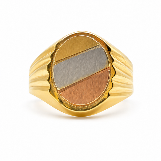 Anillo Circulo Tres oros 18k / Talla 9 / 4,51 Gr / 15 mm