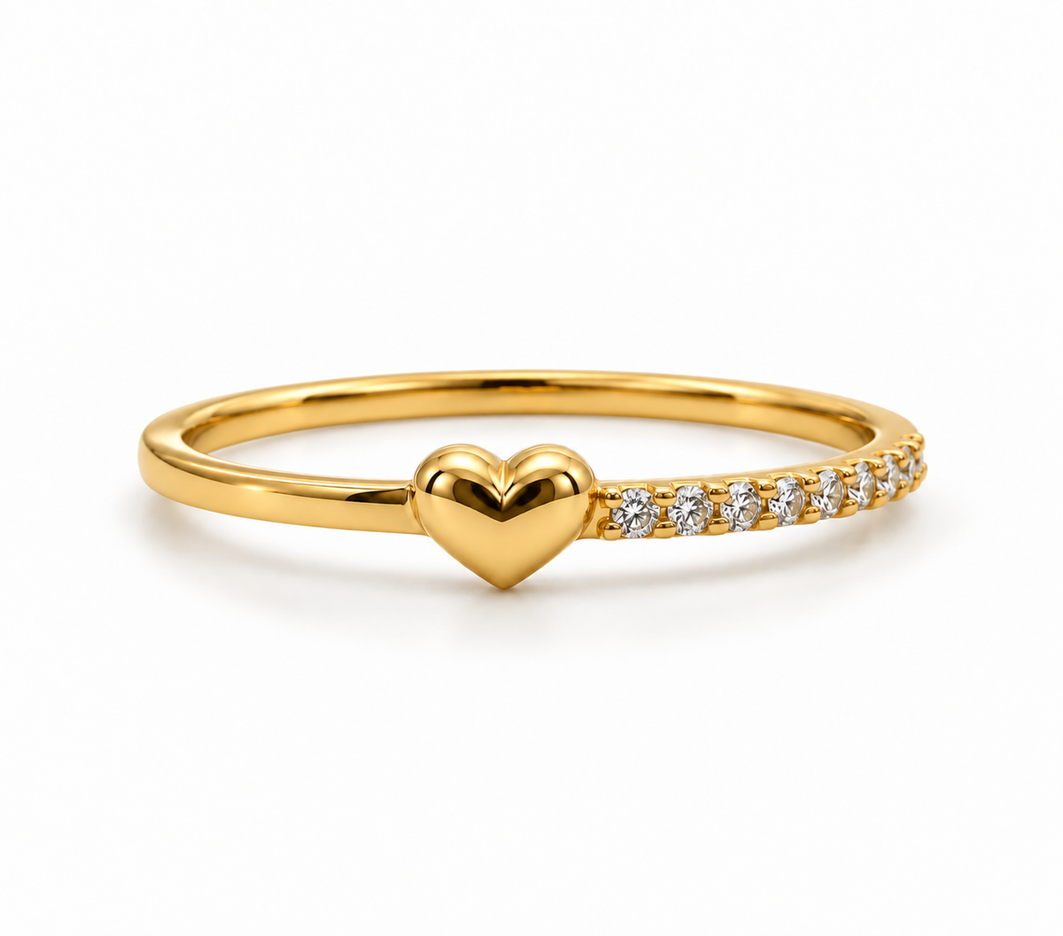 Anillo Corazon Circon Blanco Oro amarillo 18k / Talla 6 / 1,00 Gr / 3,10 mm
