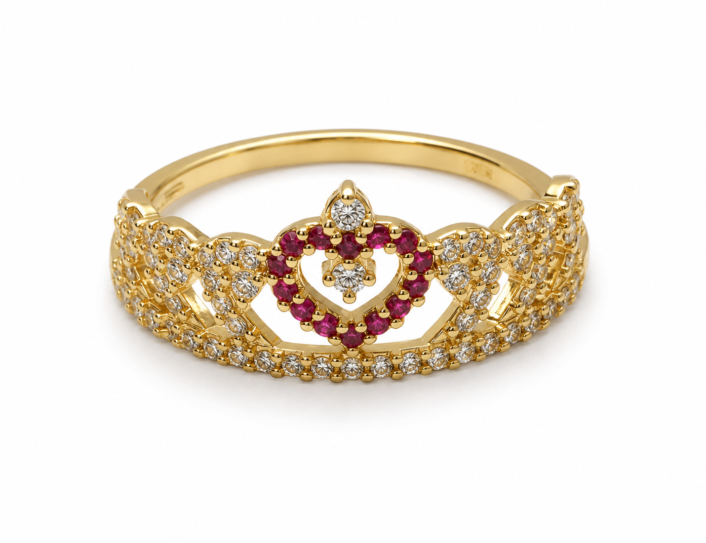 Anillo 15´s circon rosa y blanco / Talla 7 1/2 / 2,37 Gr / 9,71 mm