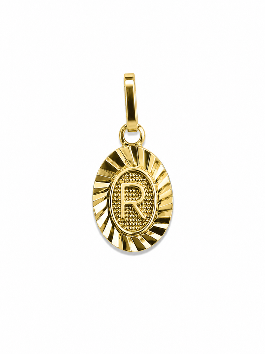 Dije Letra R Oro amarillo 18k 0,46 Gr / 7,5 mm / 0,9 Cm
