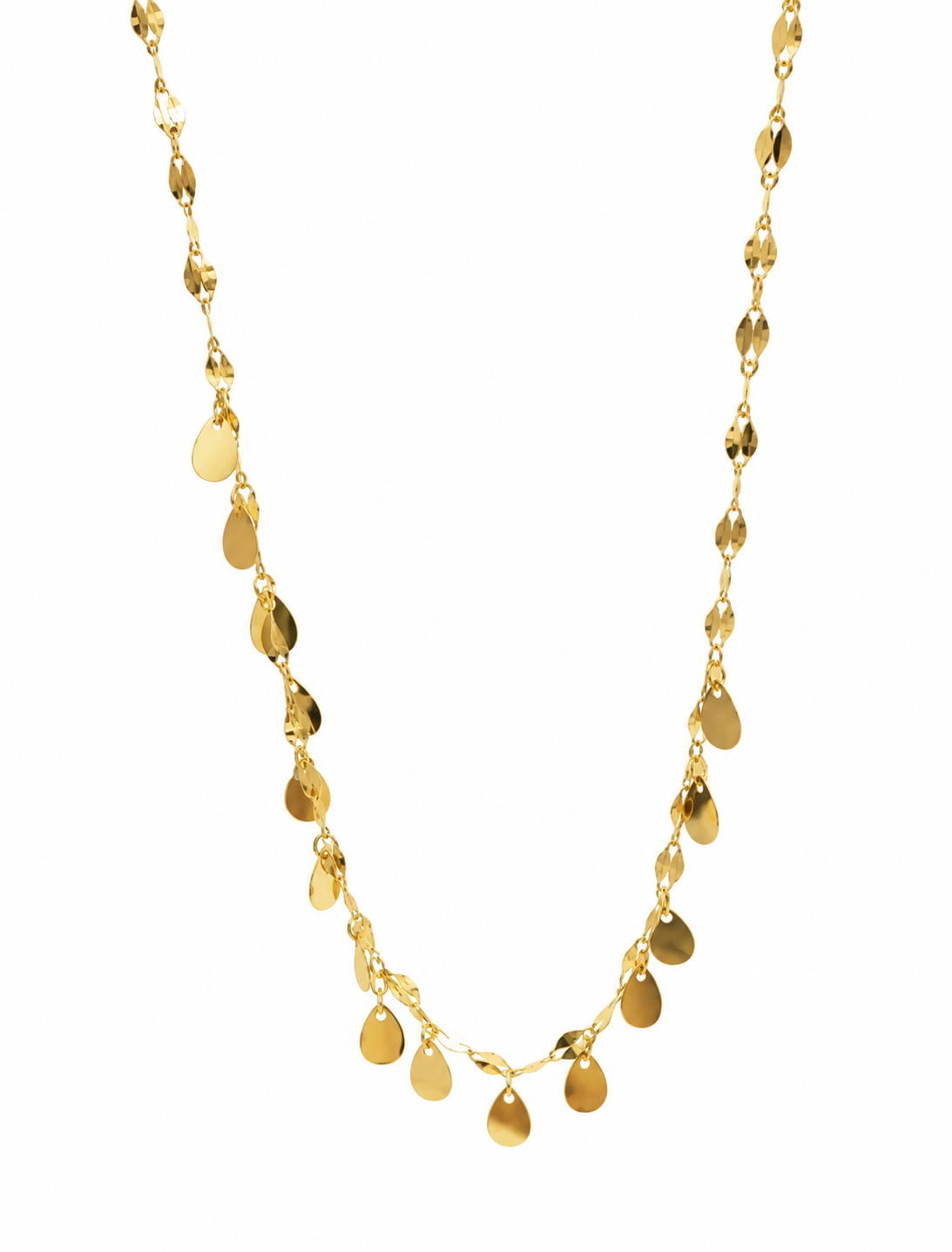 Cadena It Especial Flor Espejo Gota Oro amarillo 18k +4 / 1,27 Gr / 3 mm / 45 Cm