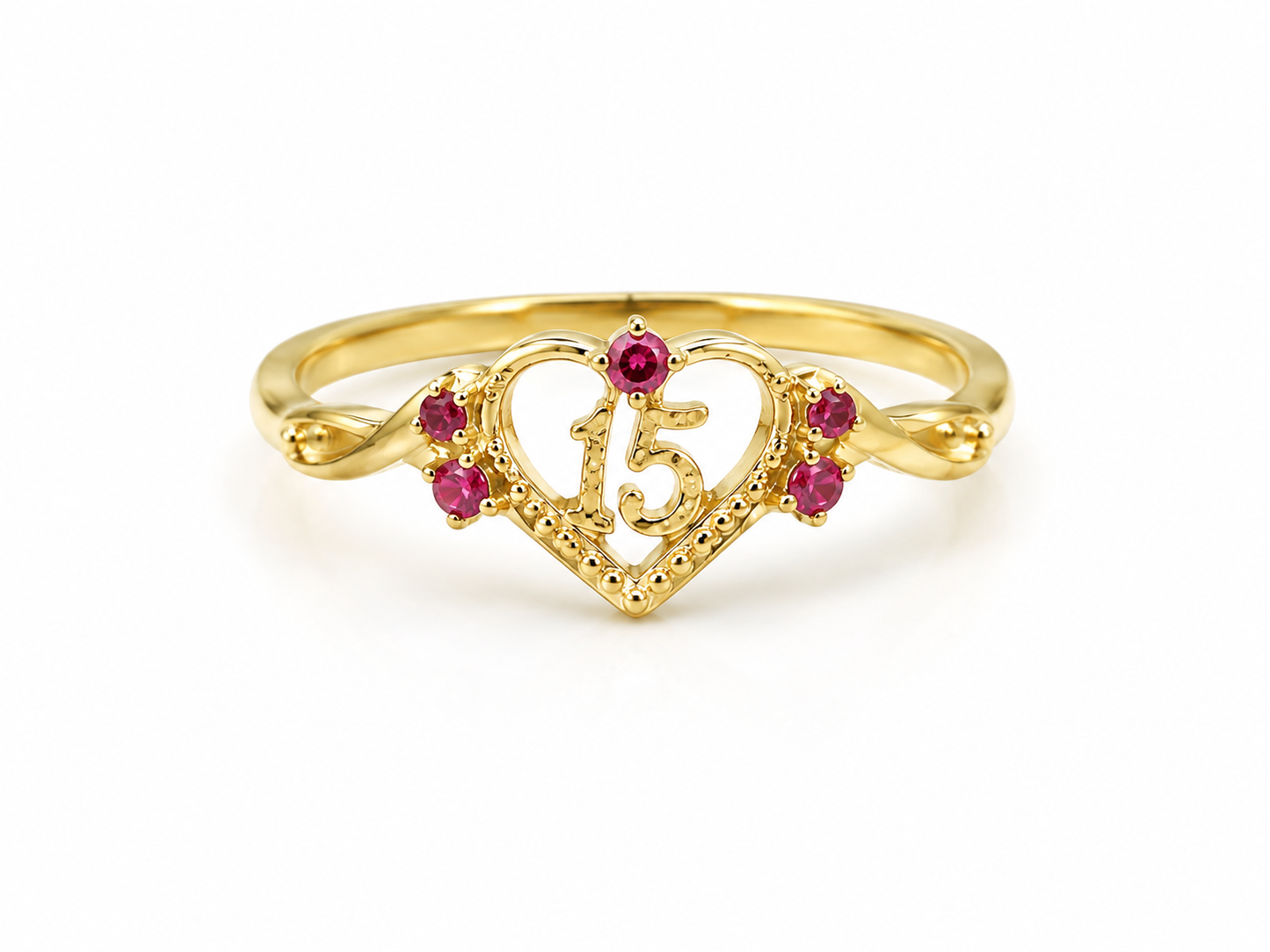 Anillo 15s Circon Rosa Oro amarillo 18k / Talla 7 / 1,31 Gr / 7 mm