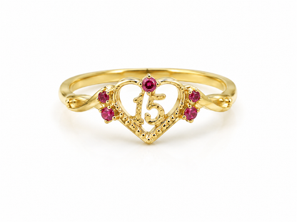 Anillo 15s Circon Rosa Oro amarillo 18k / Talla 7 / 1,31 Gr / 7 mm