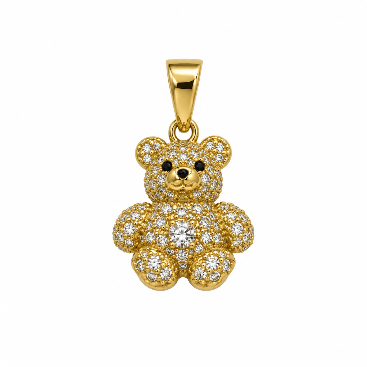 Dije Oso Circon Blanco Oro amarillo 18k +2 / 2,41 Gr / 12,90 mm / 1,6 Cm