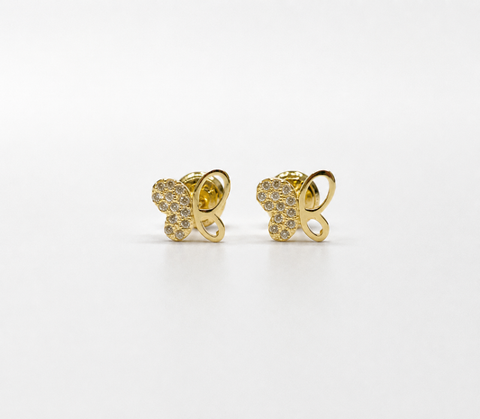 Topos Mariposa Circon Blanco Oro amarillo 18k 0,89 Gr / 7,53 mm