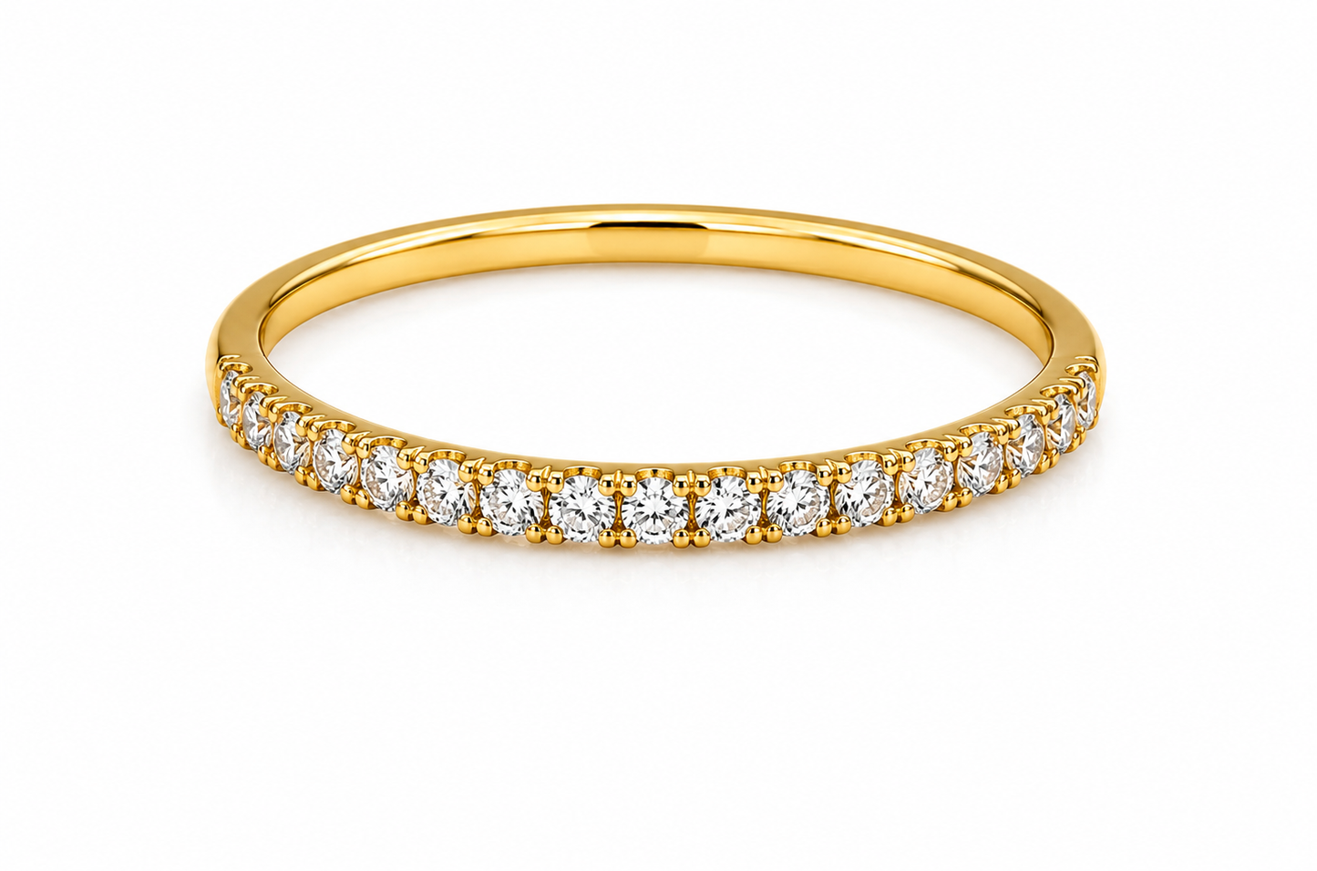 Anillo Churumbela Circon Blanco Oro amarillo 18k / Talla 7 1/2 / 1,36 Gr / 1,6 mm