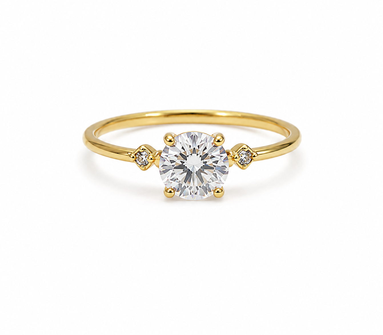 Anillo Compromiso Circon Blanco Oro amarillo 18k / Talla 7 3/4 / 1,62 Gr / 6,50 mm